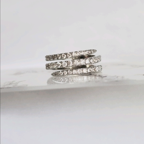 New Fashion Diamond Three Rows Ring - Picture 2 of 6